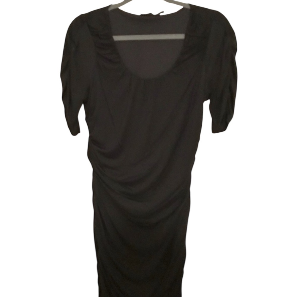 The Limited  size medium black scoop neck dress shirred at sides & sleeve